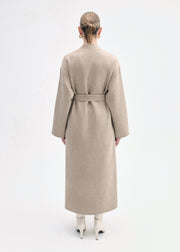 Wrap Coat in Double Faced Wool Cashmere  - Taupe - CO Collections